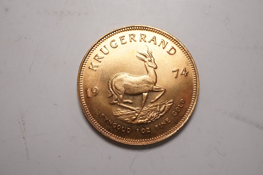 South Africa gold coins, 1oz. gold Krugerrand, 1974, UNC